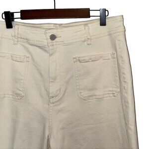 Oat NY Ivory Wide Leg Cropped Jeans with Raw Hem - Size 12